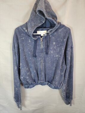 Vintage Havana Navy Textured Zip Hoodie